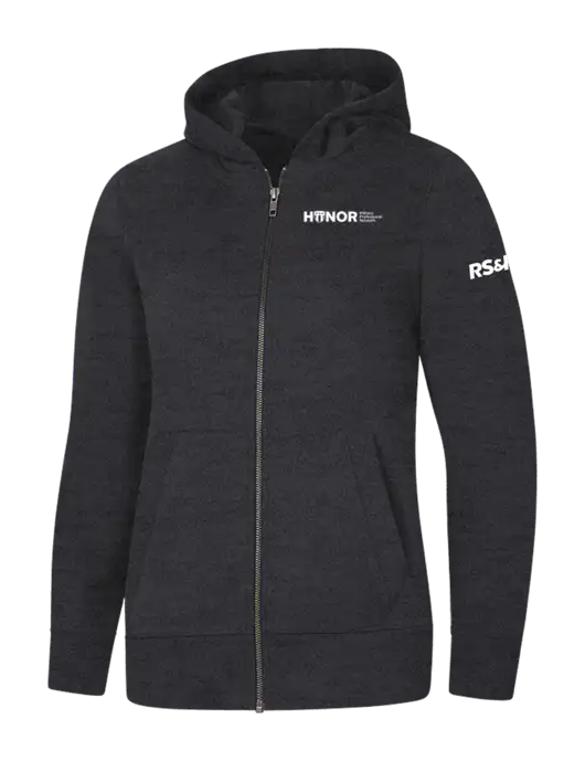 Womens Charcoal Heather Re-Fleece Full-Zip Hoodie w/RS&H HONOR Logo, RS&H Logo