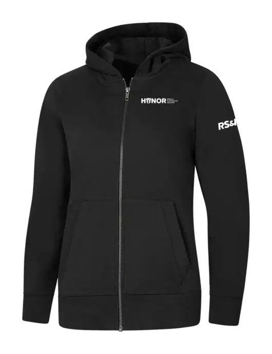Womens Black Re-Fleece Full-Zip Hoodie w/RS&H HONOR Logo, RS&H Logo