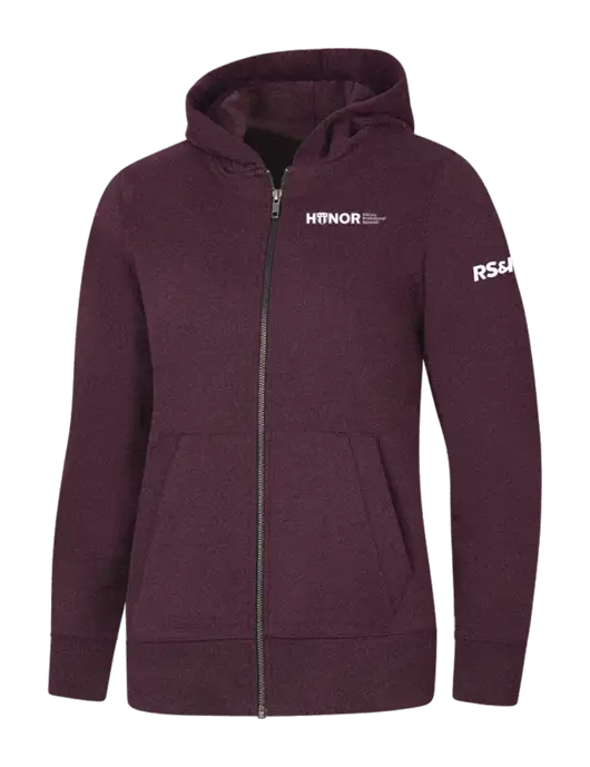 Womens Maroon Heather Re-Fleece Full-Zip Hoodie w/RS&H HONOR Logo, RS&H Logo