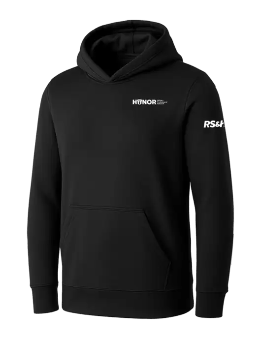 Womens Black Core Fleece Pullover Hooded Sweatshirt w/RS&H HONOR Logo, RS&H Logo