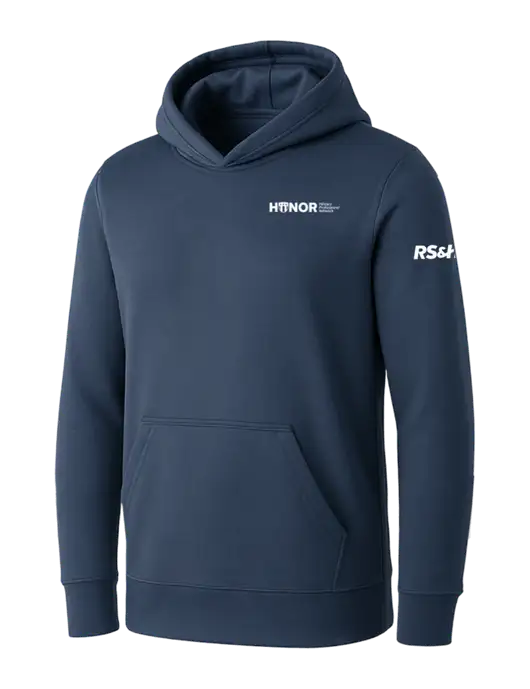 Womens Navy Core Fleece Pullover Hooded Sweatshirt w/RS&H HONOR Logo, RS&H Logo