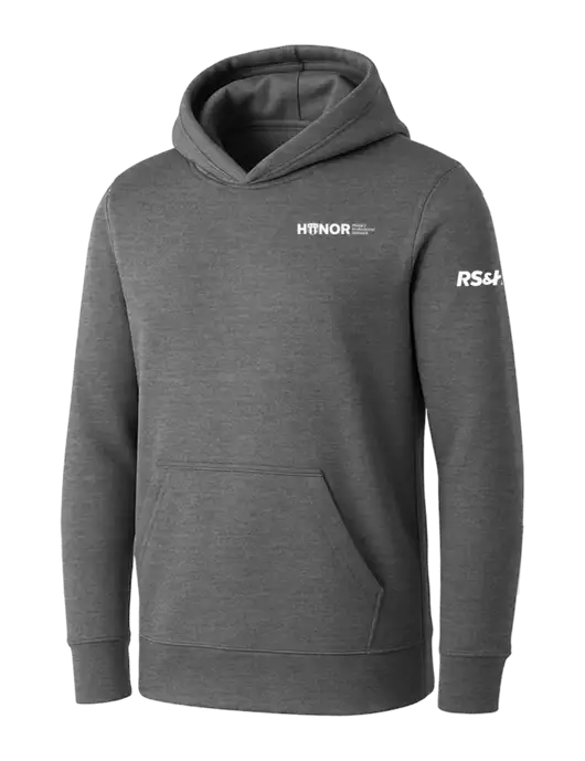 Womens Medium Grey Heather Core Fleece Pullover Hooded Sweatshirt w/RS&H HONOR Logo, RS&H Logo