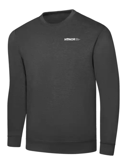Dark Heather Grey 7.8 oz Ring Spun Crew Sweatshirt w/RS&H HONOR Logo