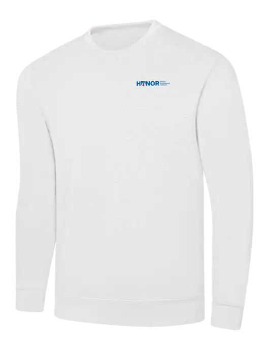 White 7.8 oz Ring Spun Crew Sweatshirt w/RS&H HONOR Logo