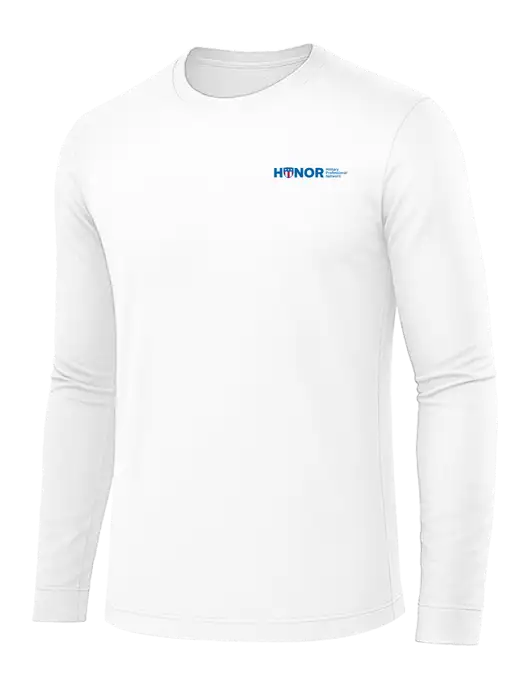 Long Sleeve White PosiCharge Competitor Tee w/RS&H HONOR Logo