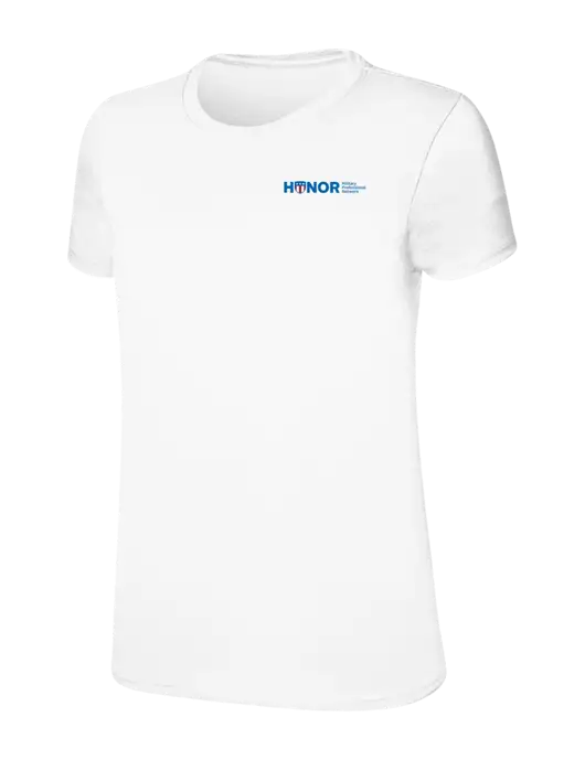 Womens Ring Spun White 4.5 oz T-Shirt w/RS&H HONOR Logo