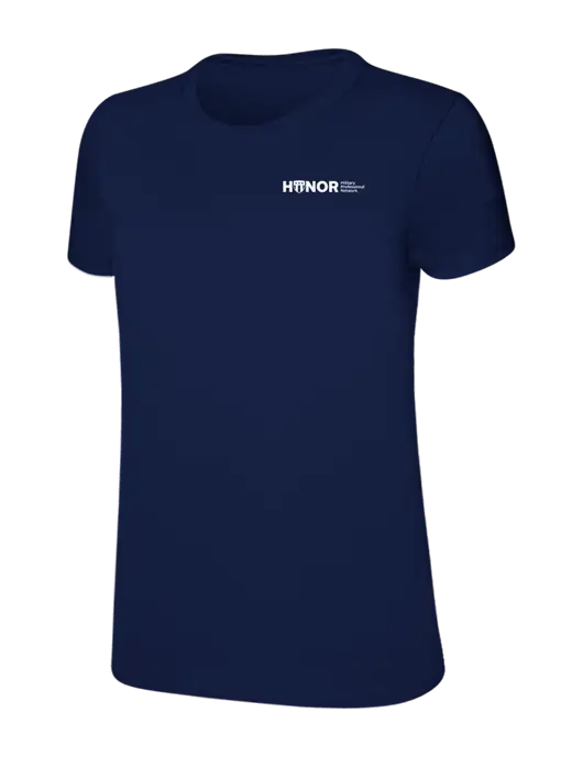 Womens Ring Spun Navy 4.5 oz T-Shirt w/RS&H HONOR Logo