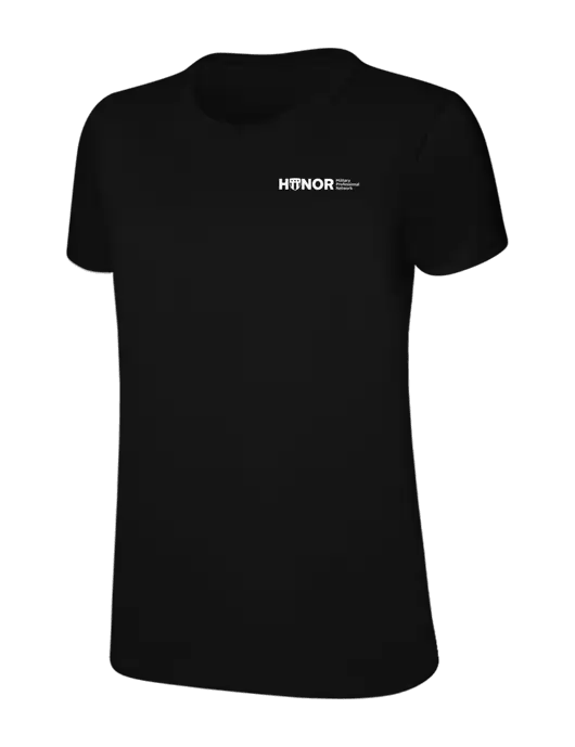 Womens Ring Spun Jet Black 4.5 oz T-Shirt w/RS&H HONOR Logo